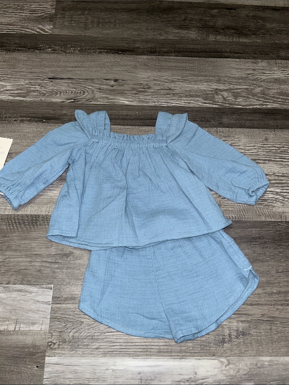 cloud island Light Blue Girls Two-Piece Ruffle Top & Shorts Set